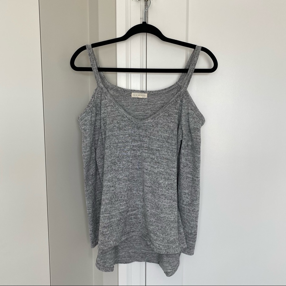 ⛄️ LA Hearts Grey Open Shoulder Long Sleeve Top​​​​​